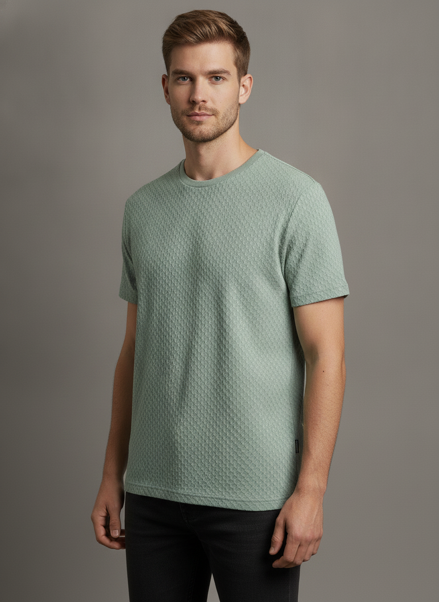 Men’s Premium Textured Crew Neck T-Shirt – Sage Green